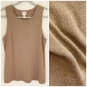 Chico’s Gold Metallic Shimmer Knit Tank Top